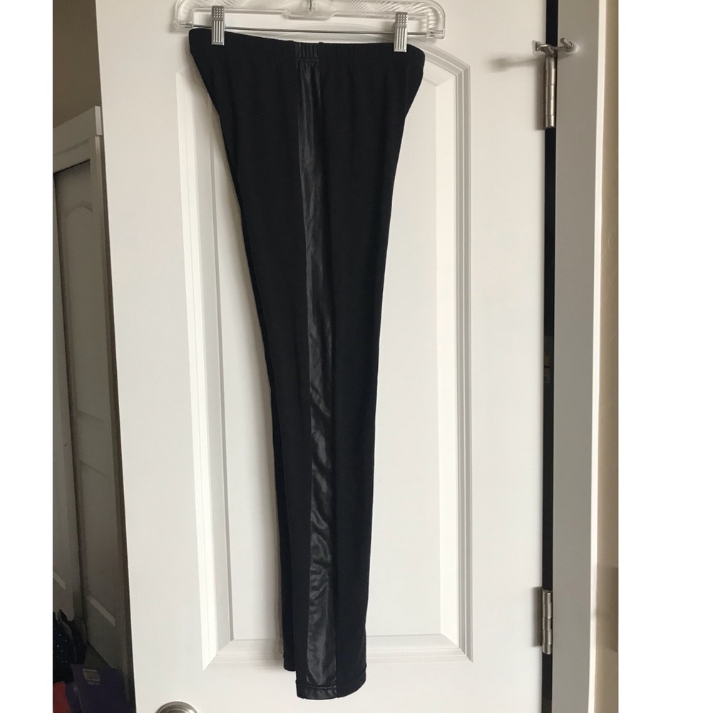 Black Leggings with Faux Leather Detailing